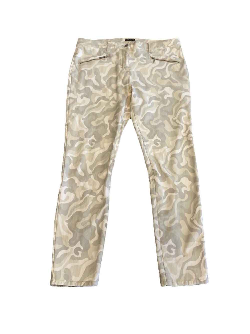 J. McLaughlin Baxter Cream/Tan Camouflage Skinny Jeans Women Size 12